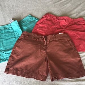 3 Loft shorts. Size 0. NWT and NWOT.